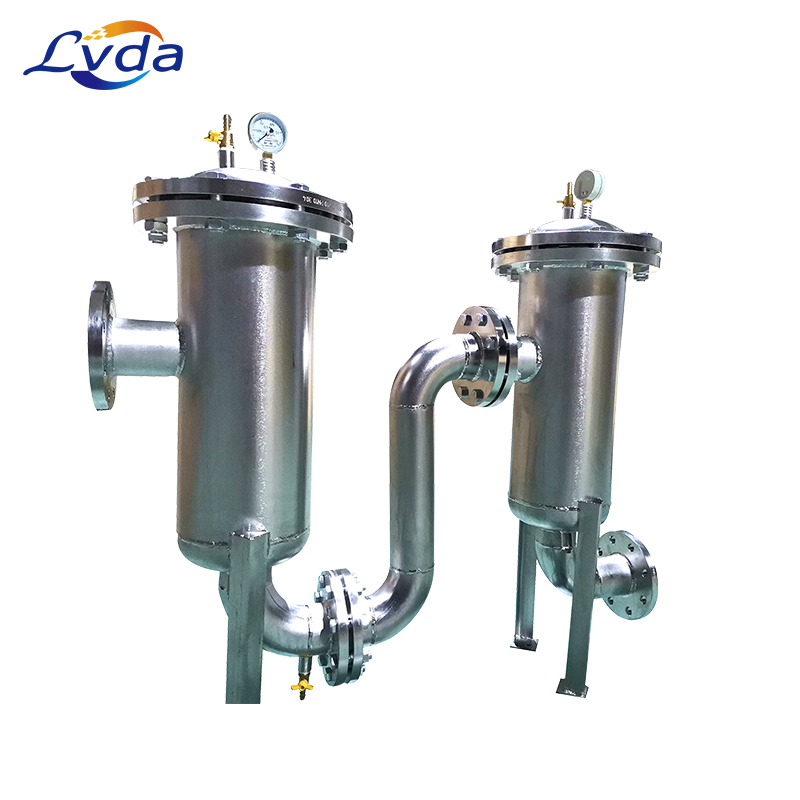 Stainless steel duplex filter for the filtration of liquids