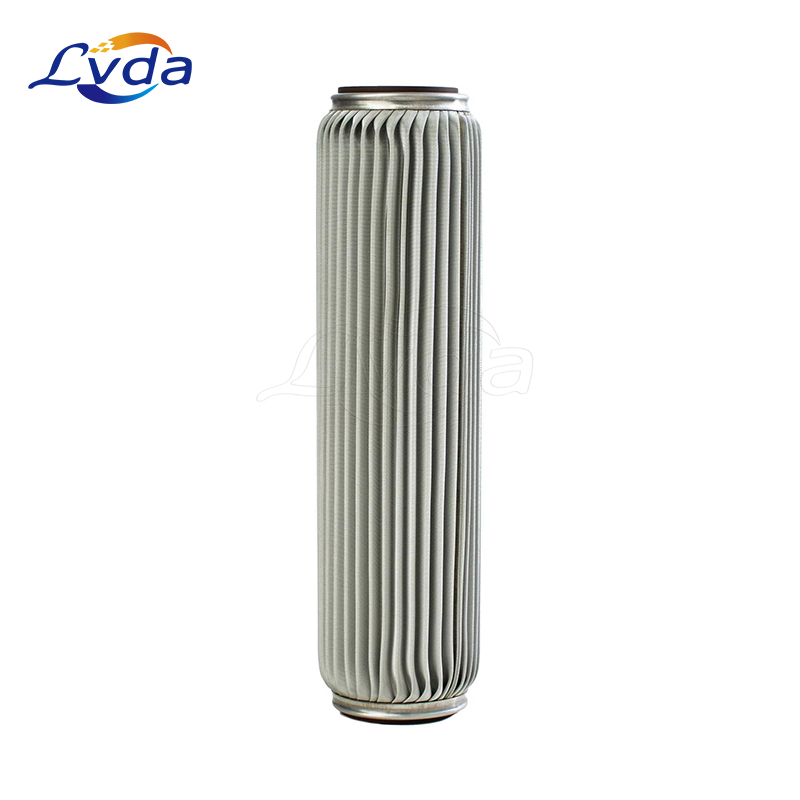 Stainless steel filtrafine pleated filter cartridge