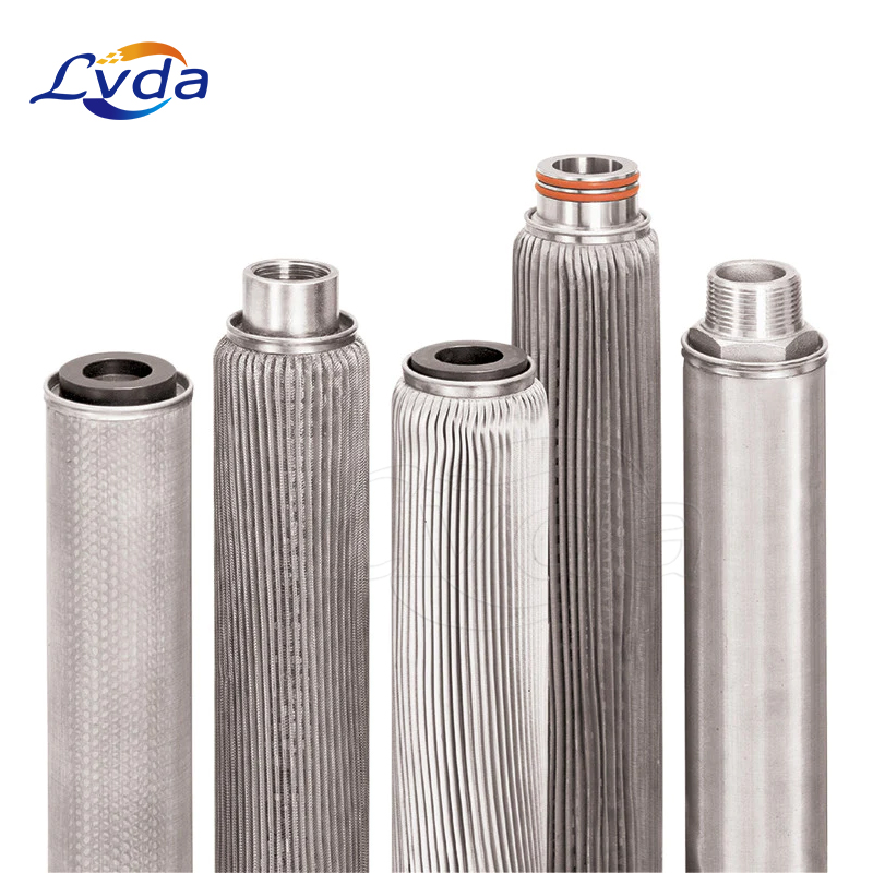 Stainless steel filtrafine pleated filter cartridge