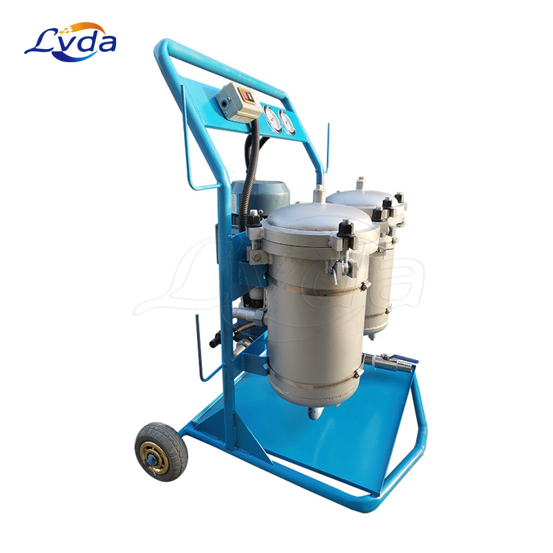 Mobile pneumatic bag oil filter cart